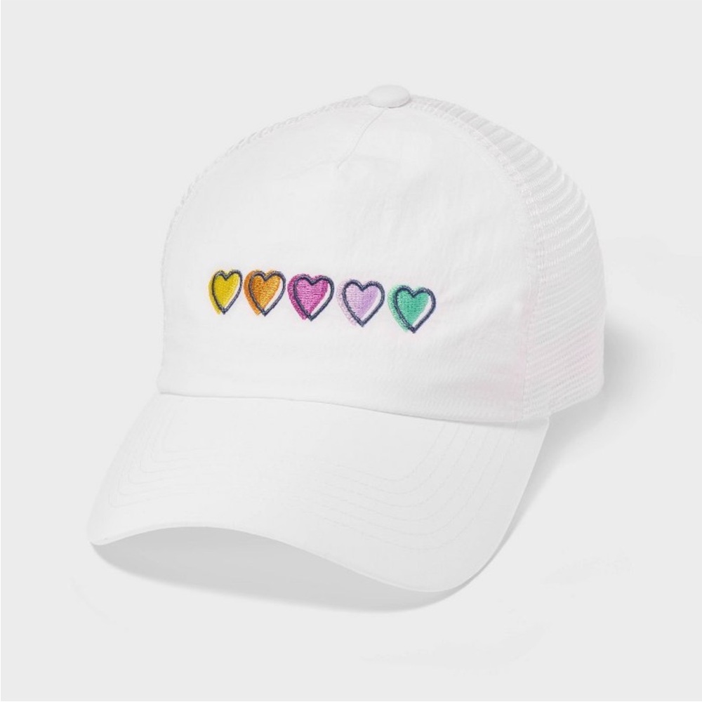Roller Rabbit x Target White Trucker Hat with Rainbow Heart Embroidery